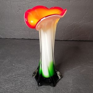 Beautiful Vintage Murano Art Glass Jack in the Pulpit Lily Vase Mint
